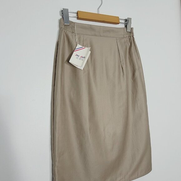 NWT Vintage Jac Dale Khaki Tan A-Line Knee Skirt - Picture 10 of 11